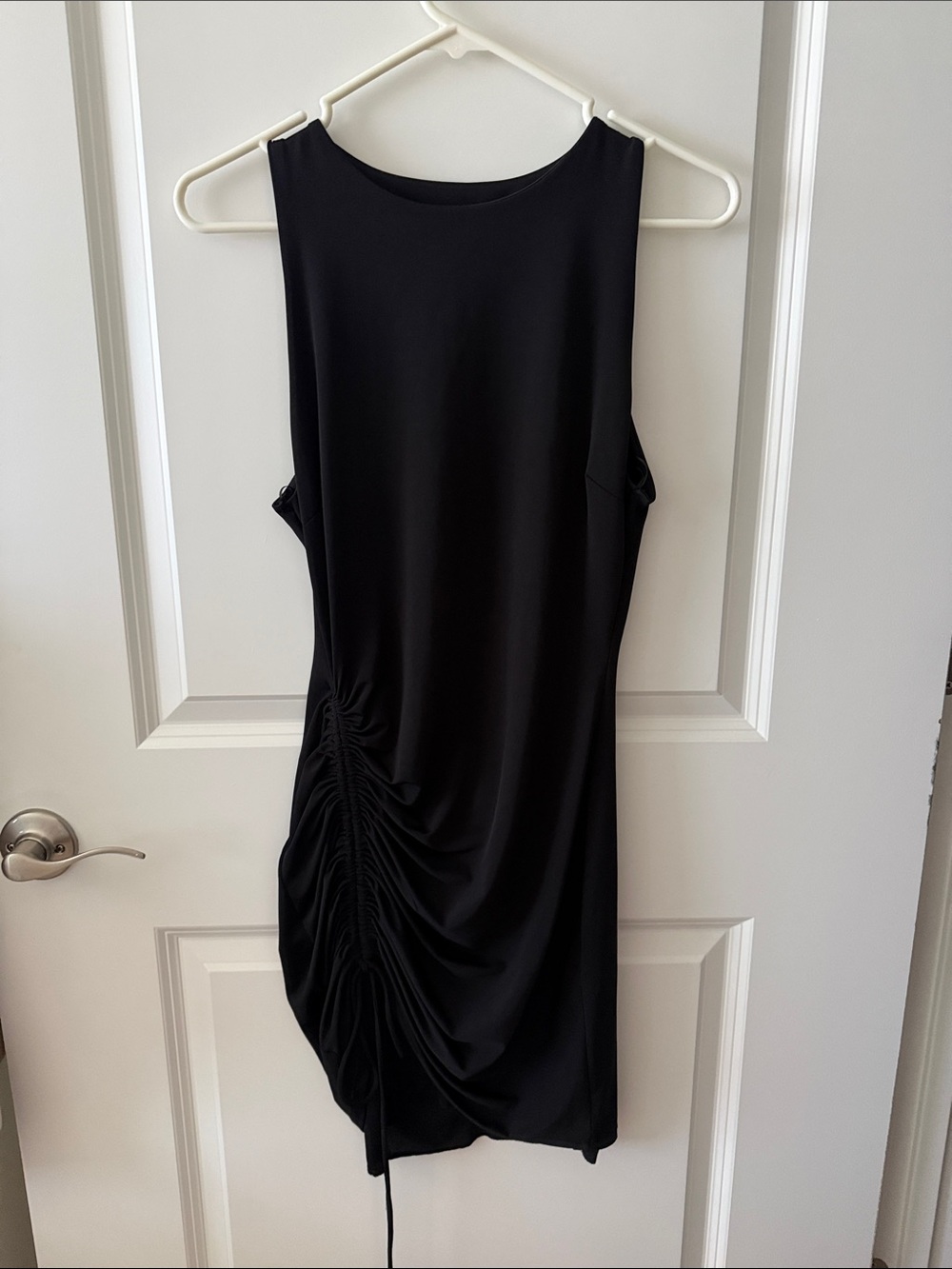 Windsor Black Sleeveless Ruched-Side Midi Dress